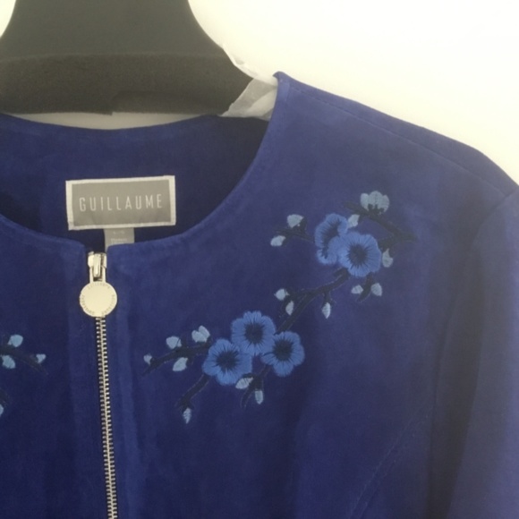 Guillaume | Women’s front zipper suede jacket. Size Large. NWOT. Beautiful blue. - Picture 4 of 9